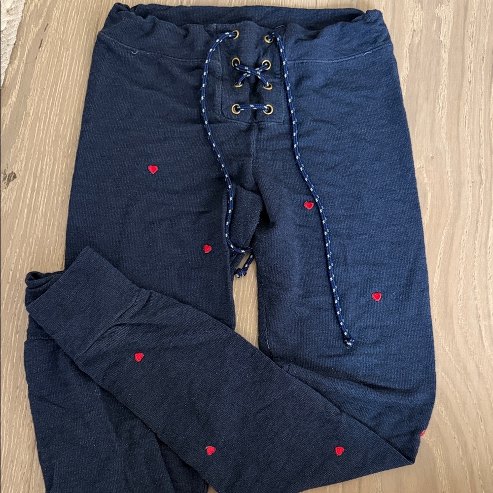Sundry Women's Navy Heart Lace-Up Knit Pants